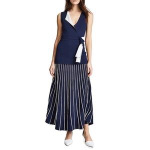 $785 DION LEE Density Pleat Dress Blue White Size S